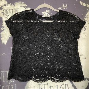 Papaya | Black Lace See-Through Top | W Small